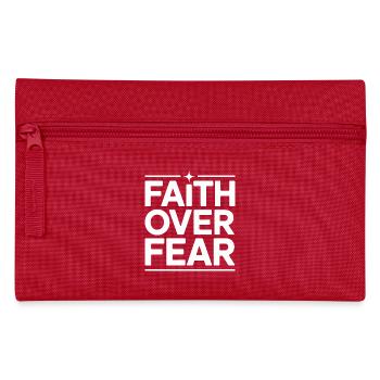 Glaube Faith Over Fear Jesus Gott Bibelvers Kirche - Federtasche - Rot - Vorne