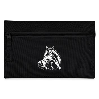 Pferd Boxen Kämpfer MMA - Federtasche - Schwarz - Vorne