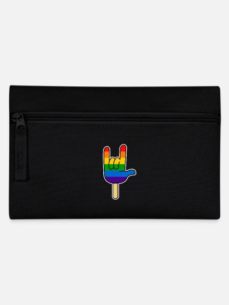 Rock ´n Roll - I Love You, Eis am Stiel Regenbogen - Federtasche - Schwarz