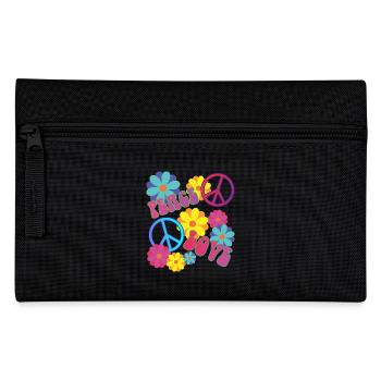 love peace hippie flower power - Pencil Case - black - Front