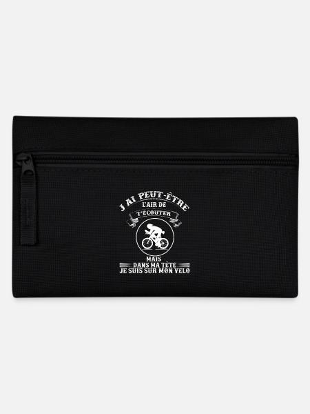 "Je suis sur mon vélo" t-shirt humour cycliste - Trousse - noir