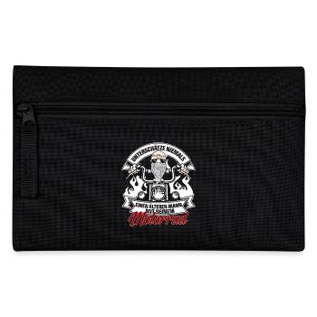 Alter Mann und Motorrad - Federtasche - Schwarz - Vorne