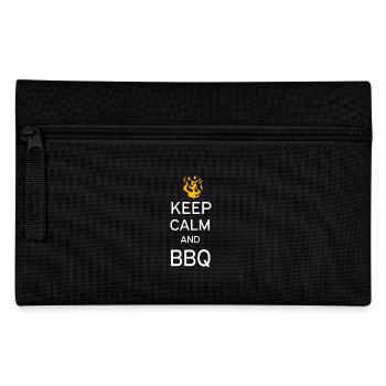 Grillen Barbecue BBQ kohle Vatertag Schürze feuer - Federtasche - Schwarz - Vorne