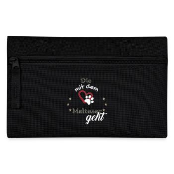 Die mit dem Malteser geht Hund Geschenk - Federtasche - Schwarz - Vorne
