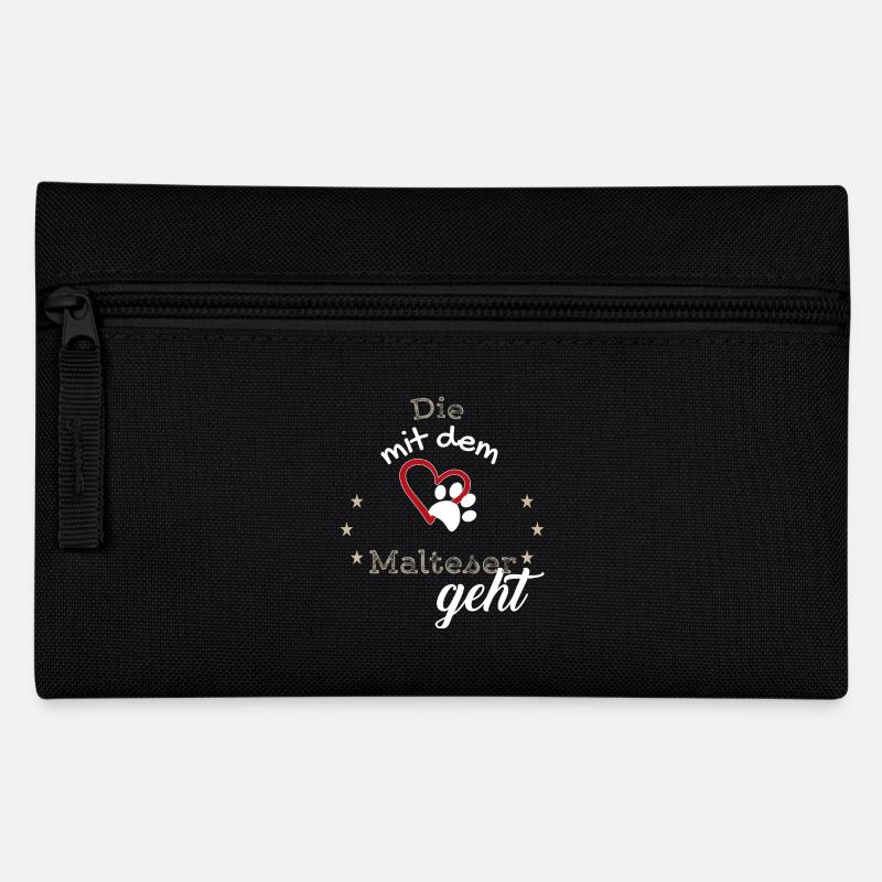Die mit dem Malteser geht Hund Geschenk - Federtasche - Schwarz