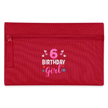 Birthday Girl - 6 years old - Pencil Case - red - Front