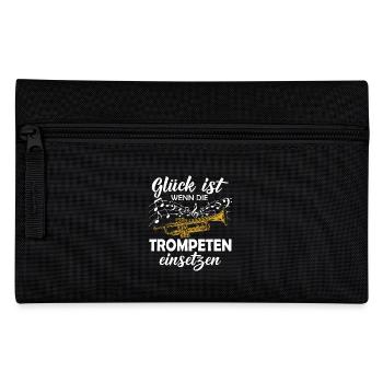 Trompete Shirt · Blasmusik · Glück ist Trompeten - Federtasche - Schwarz - Vorne