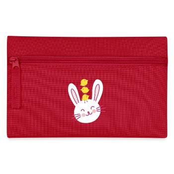Osterhase und drei süße Küken - Federtasche - Rot - Vorne