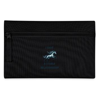 Ich habe eine stabile Beziehung, Pferd - Federtasche - Schwarz - Vorne