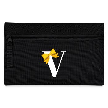 Letter V yellow bow - Pencil Case - black - Front