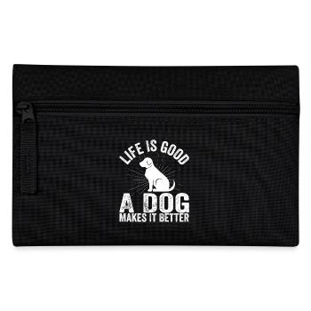 Das Leben ist lustig gut Ein Hund macht es besser Hundeliebhaber - Federtasche - Schwarz - Vorne