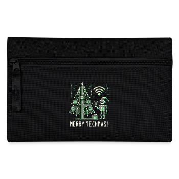 Merry Techmas - Robot and Circuit Christmas Tree - Pencil Case - black - Front