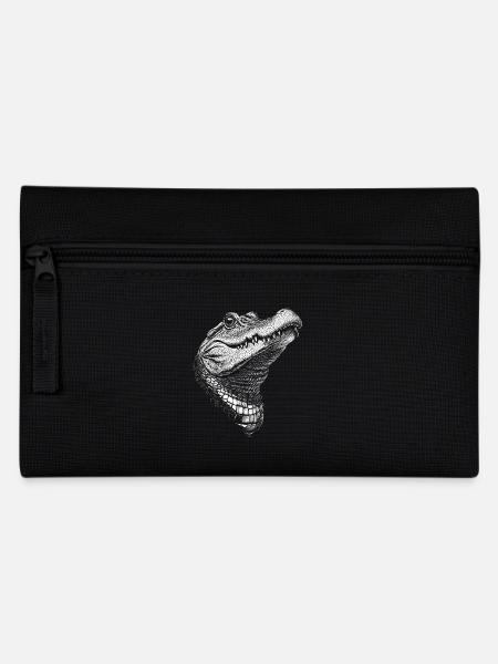 Alligator Portrait Krokodil Tiere Tier - Federtasche - Schwarz