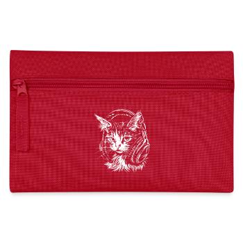 Katze Headset Musik DJ - Federtasche - Rot - Vorne