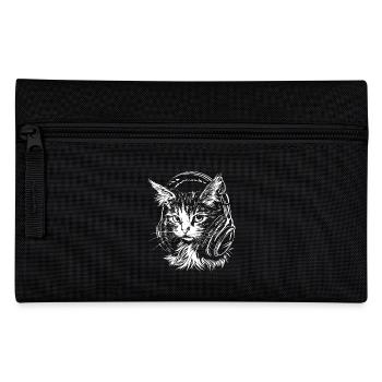 Katze Headset Musik DJ - Federtasche - Schwarz - Vorne