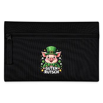 Guten Rutsch Silvester Neujahr Glücksschwein - Federtasche - Schwarz - Vorne