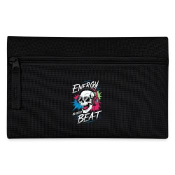 Totenkopf mit Kopfhörer - Energy in every beat - Federtasche - Schwarz - Vorne