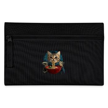 Manga Anime Ramen Nouilles Chat Japon Kawaii Rétro - Trousse - noir - Devant