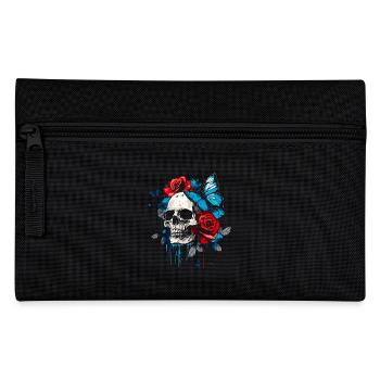 Skull Skull Butterfly Rose Flower - Pencil Case - black - Front