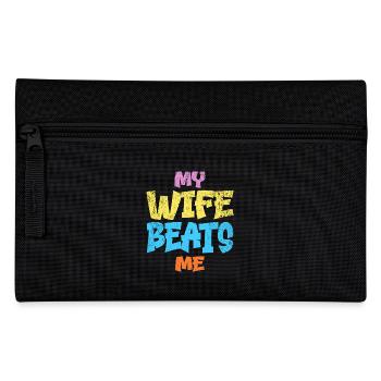 My Wife Beats Me at Every Game Funny Joke Husband - Federtasche - Schwarz - Vorne