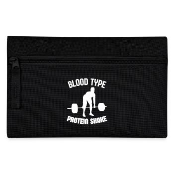 Blood Type Protein Shake Funny Gym - Pencil Case - black - Front
