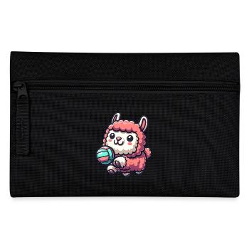 Niedliches Alpaka Mit Ball Motiv - Federtasche - Schwarz - Vorne