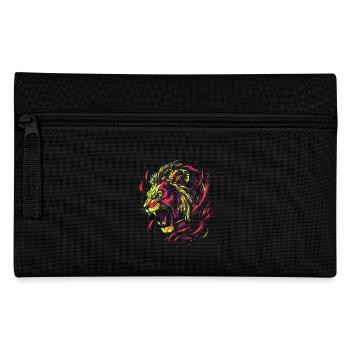 Löwe Bunt Löwenkopf Neon Farbenfroh Raubtier Kunst - Federtasche - Schwarz - Vorne