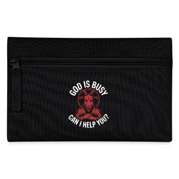God is busy! Atheism Satanism - Pencil Case - black - Front
