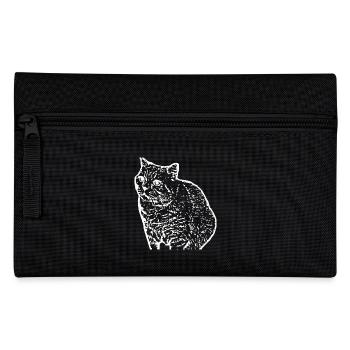 Cat White Silhouette Gift Cat Lover - Pencil Case - black - Front