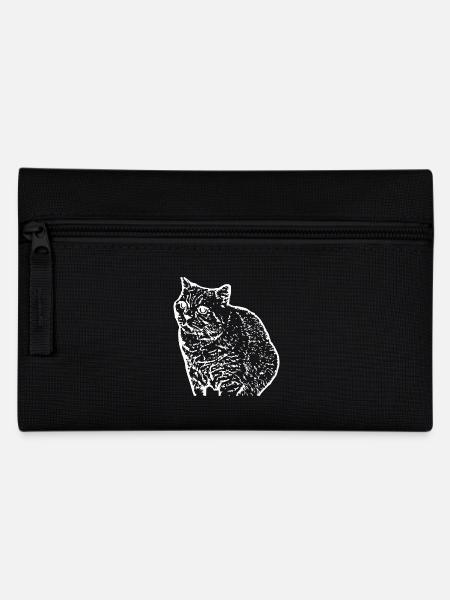 Katze weiß Silhouette Geschenk Katzenliebhaber - Federtasche - Schwarz