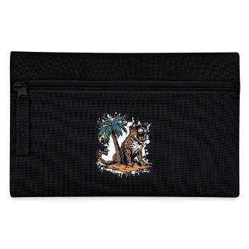 Leopard Insel Palme - Federtasche - Schwarz - Vorne