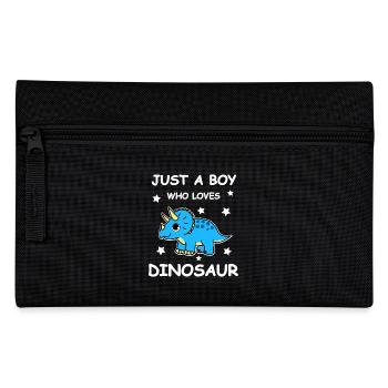 Boy Loves Dinosaur - Pencil Case - black - Front