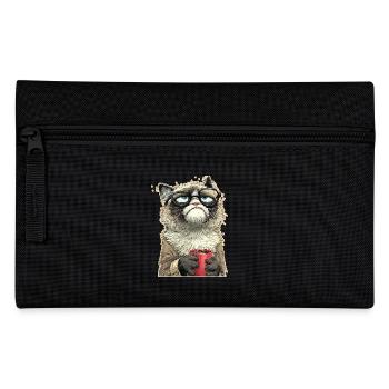 Lustige Katze mit Kaffee - Federtasche - Schwarz - Vorne