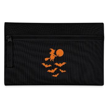 Sorcière volante avec des chauves-souris – Design d’Halloween - Trousse - noir - Devant