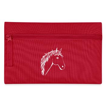 Pferd Pferdekopf Pferde T-shirt Geschenk Reiter  - Federtasche - Rot - Vorne