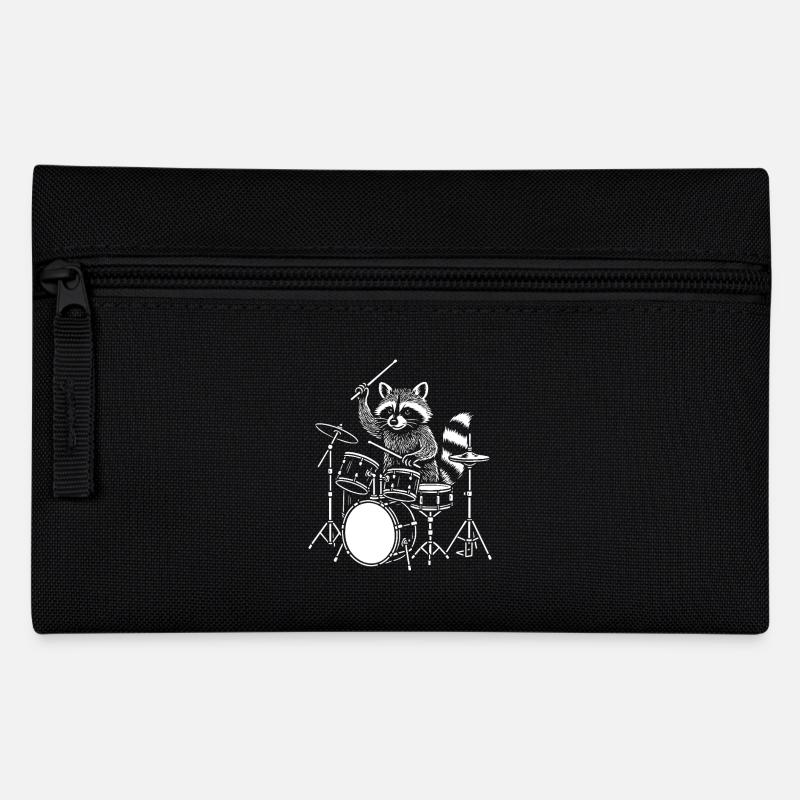 Raccoon Drummer Nightbeat - Pencil Case - black