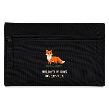 Hallo, dürfen die Hühner raus zum spielen? Fuchs - Federtasche - Schwarz - Vorne