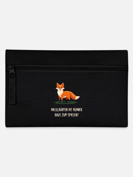 Hallo, dürfen die Hühner raus zum spielen? Fuchs - Federtasche - Schwarz