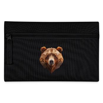 Brown Bear | Low Poly Art Logo Design - Pencil Case - black - Front