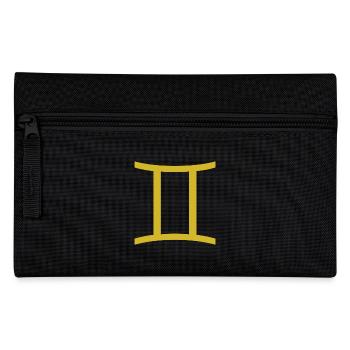 Sternzeichen Zwillinge, exklusives T-Shirt Design - Federtasche - Schwarz - Vorne