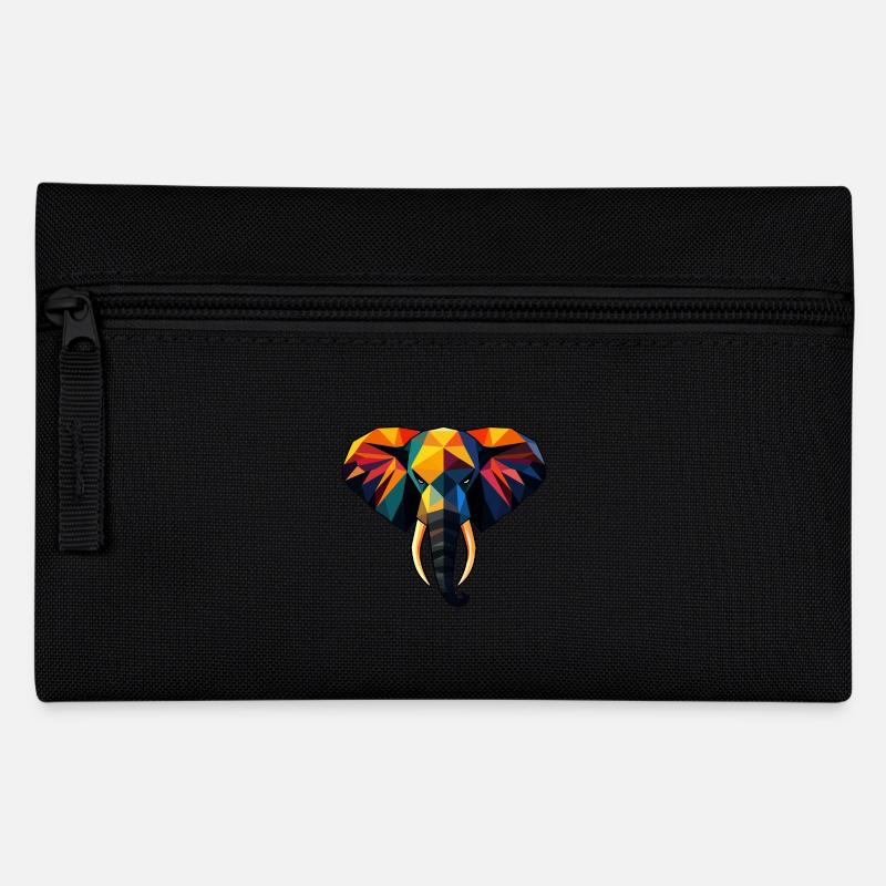 Elephant Low Poly Design - Trousse - noir