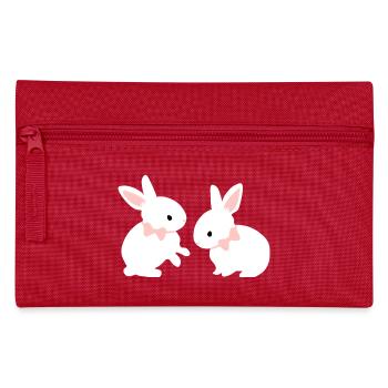 White bunny twins - baby easter bunny pink ear - Pencil Case - red - Front