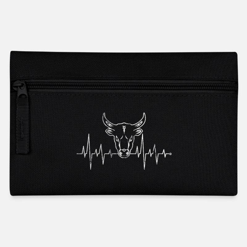 Herzlinie Herzfrequenz Herzschlag Kuhschädel Kuh - Federtasche - Schwarz
