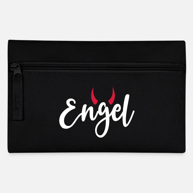 Engel Teufel Hörner Bengel launisch frech - Federtasche - Schwarz