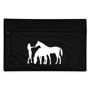 Pferde - Federtasche - Schwarz - Vorne