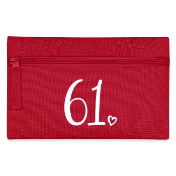 Süße Nummer 61, 61 Jahre alt, 61. Geburtstag Geschenk - Federtasche - Rot - Vorne