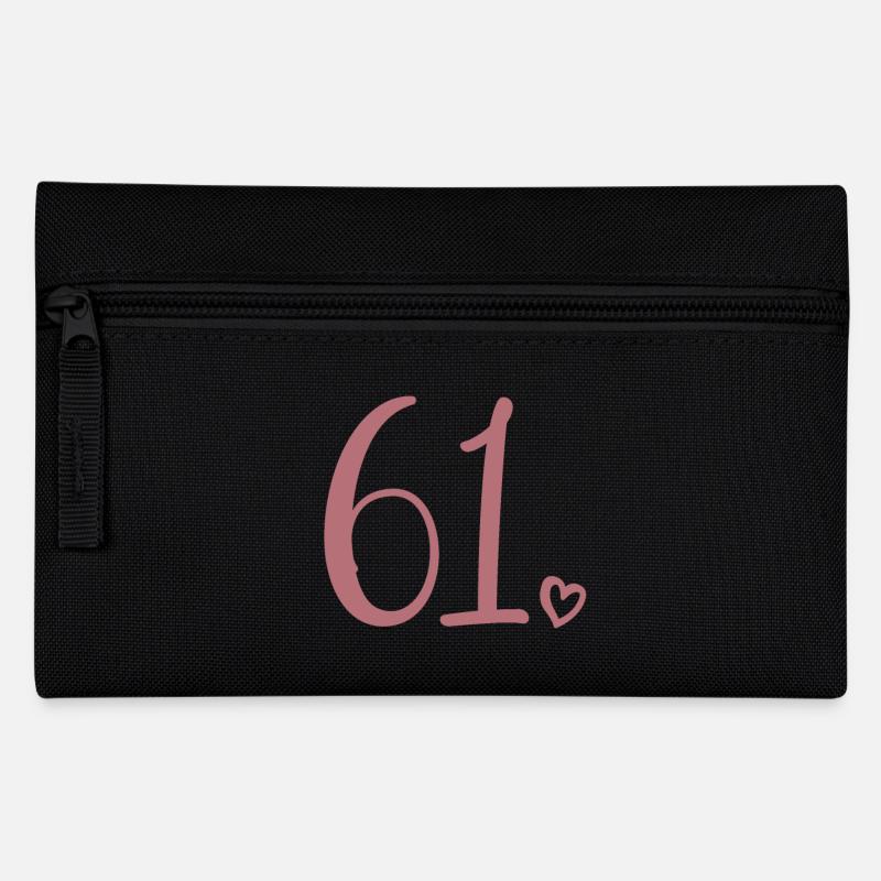 Cute Number 61, 61 Years Old, 61st Birthday Gift - Pencil Case - black