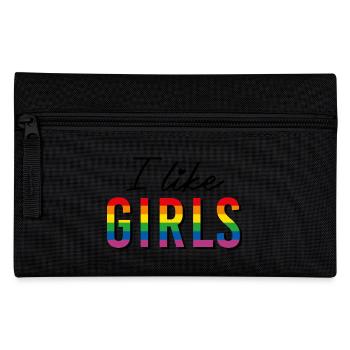 LGBTQIA+ I like girls Regenbogen Flagge lesbisch - Federtasche - Schwarz - Vorne
