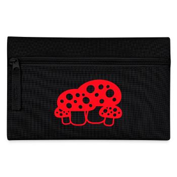 Many Mushrooms Red Dots Pattern Toadstool Fungus - Pencil Case - black - Front