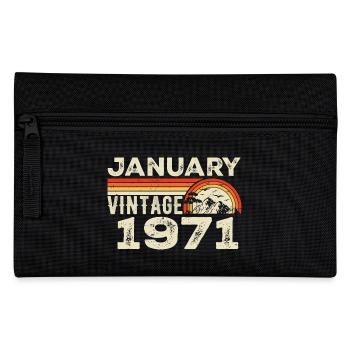 January 1971 Vintage Birthday 1971, Born in 1971 - Pencil Case - black - Front